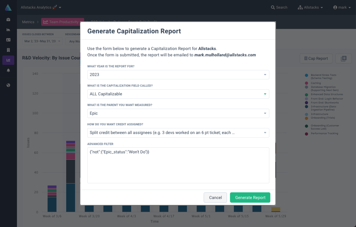 3) R&D visual _Allstacks generates report_