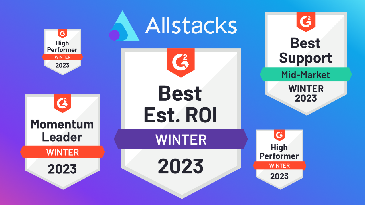 Allstacks G2 badges winter 2023